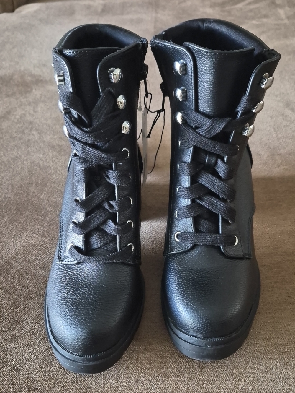 Women's Studded Black Ankle Boots - Picture 2 of 6